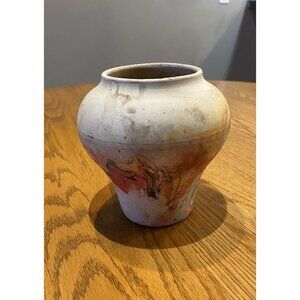 VINTAGE Nemadji Art Pottery Vase Swiri Handmade USA Mid Century. 5 1/2”